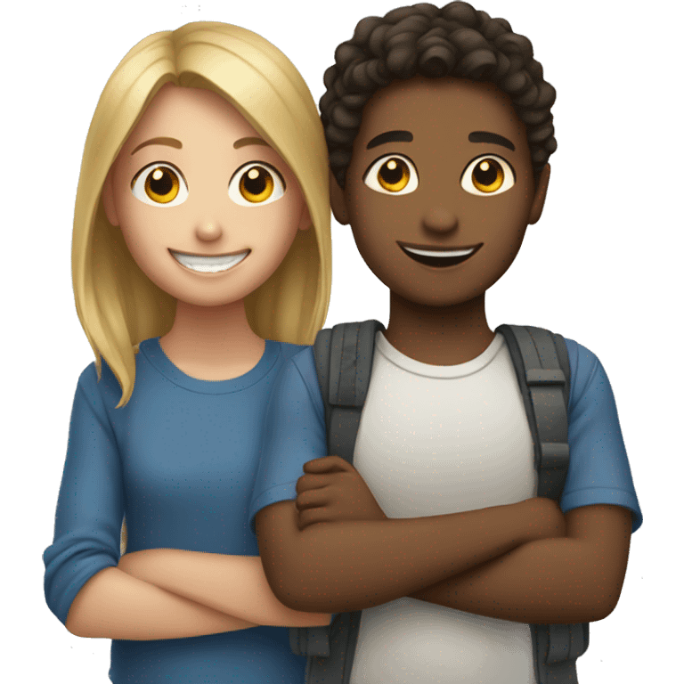 smiling girl with boys emoji