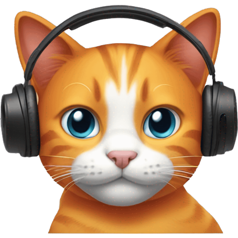 orange cat with gaming headphones emoji