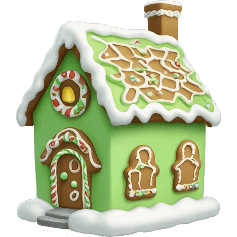 Cosy light green gingerbread house  emoji