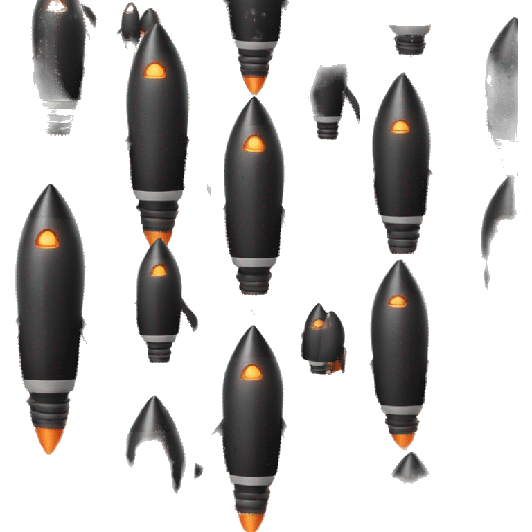 Black rocket with orange wings. 
flies to the right at an angle of 45 degrees emoji