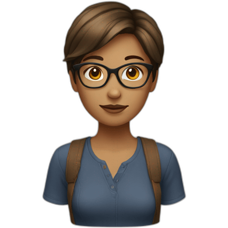 Girl with glasses with brown short hair emoji