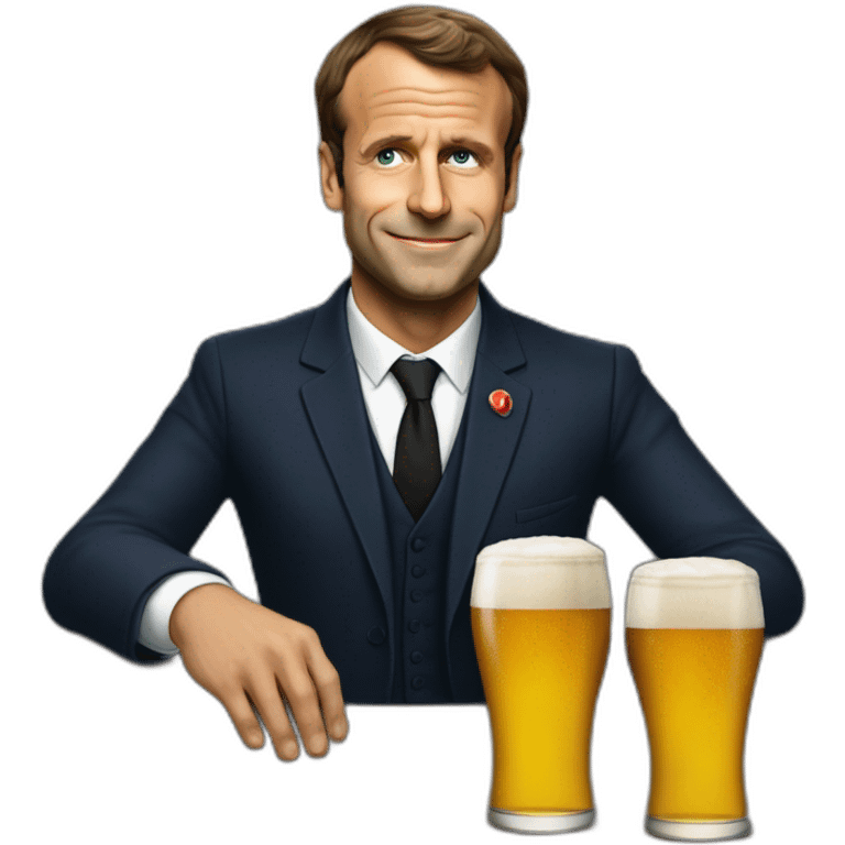 Emanuel macron buvant bière emoji