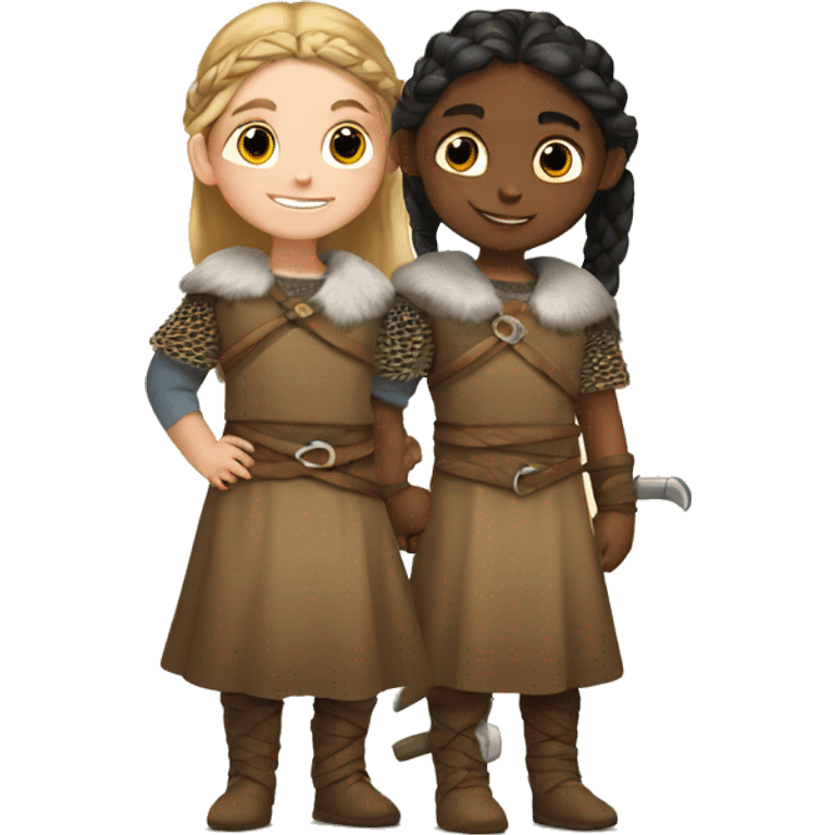 young viking girls helping each other emoji