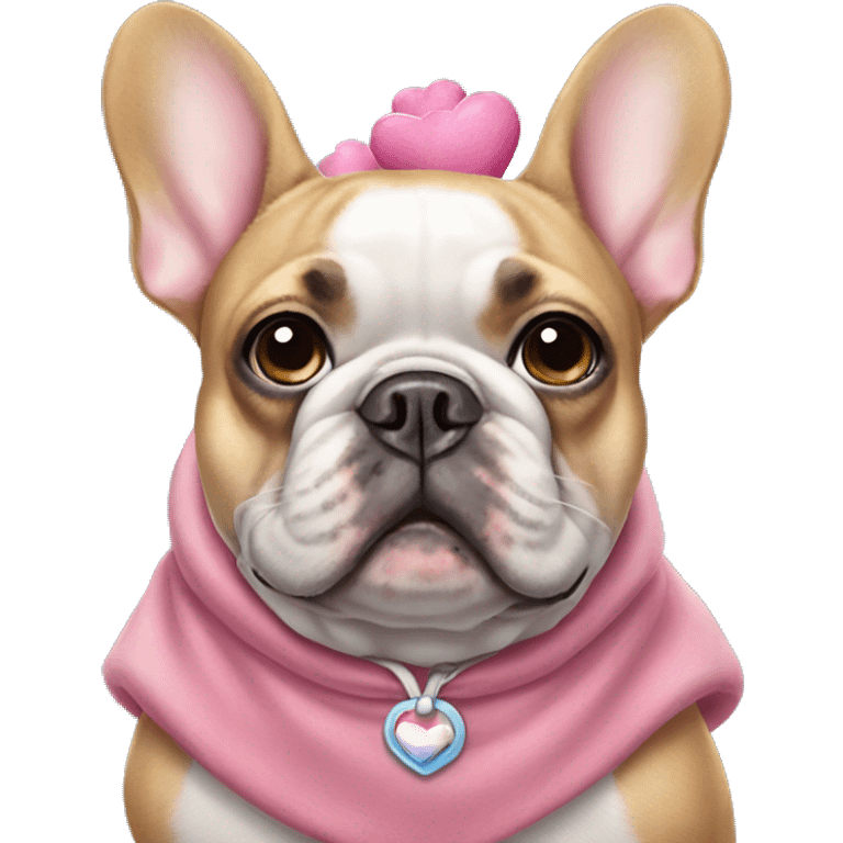 French bulldog wearing care bear costume  emoji