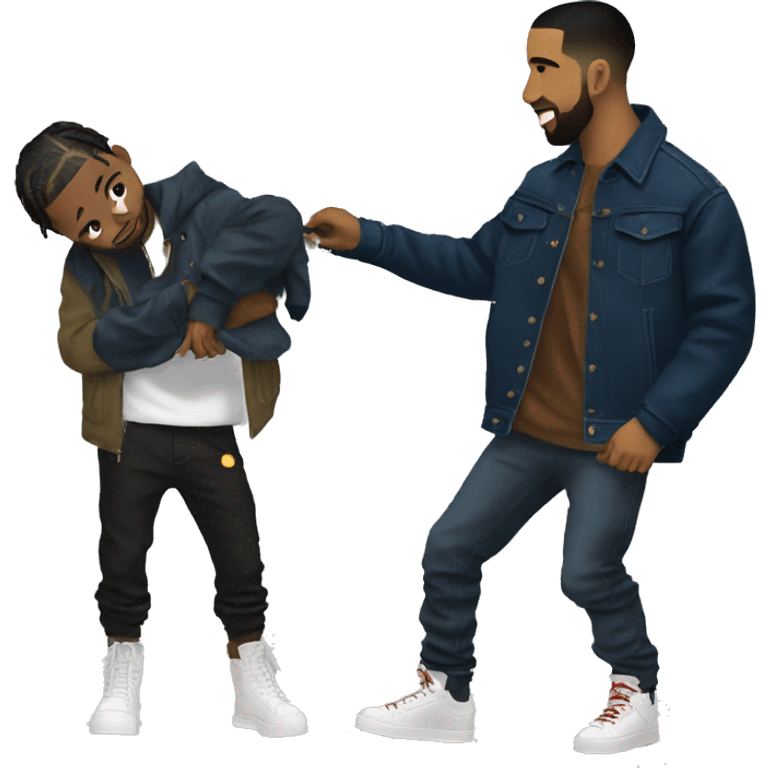 Travis Scott giving clothes to drake emoji