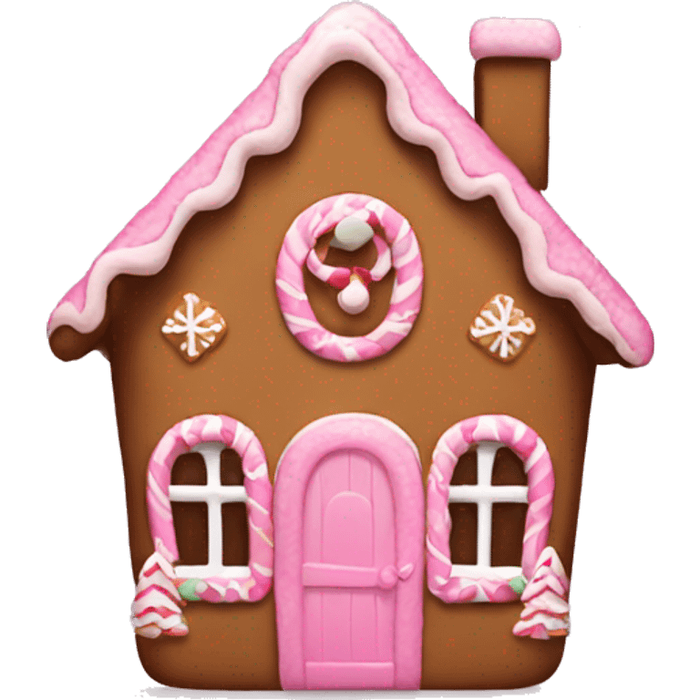 A pink gingerbread house emoji