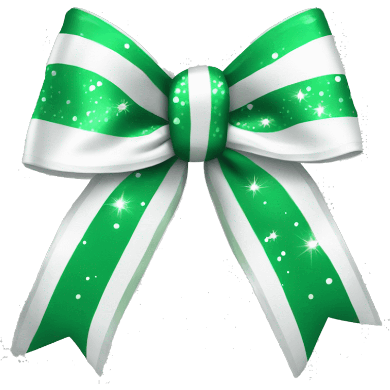 green and white cheer bow with sparkles  emoji