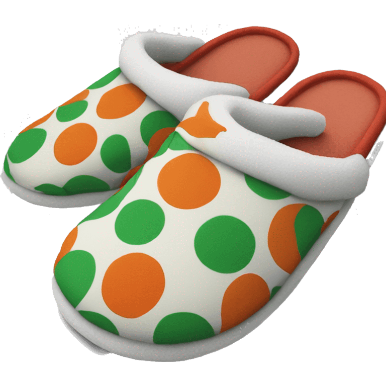 Slippers with white orange red green color  emoji