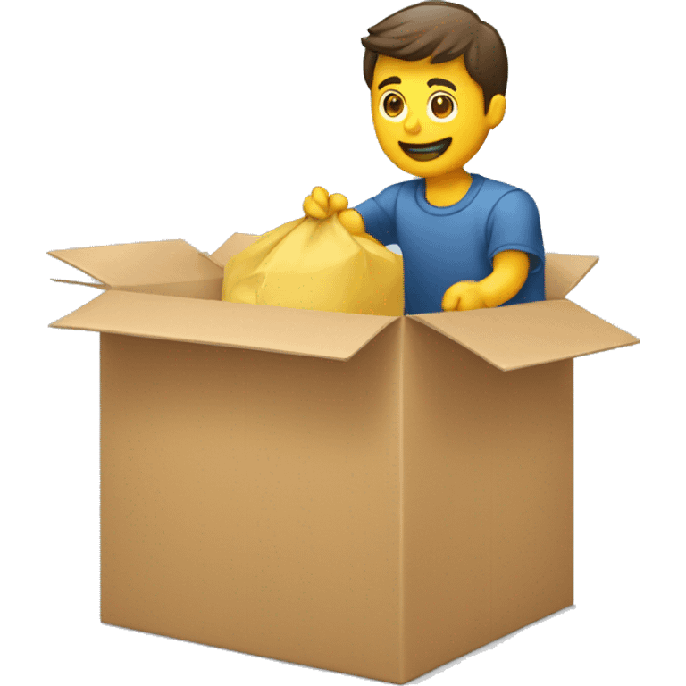 a man packing an item into a box emoji