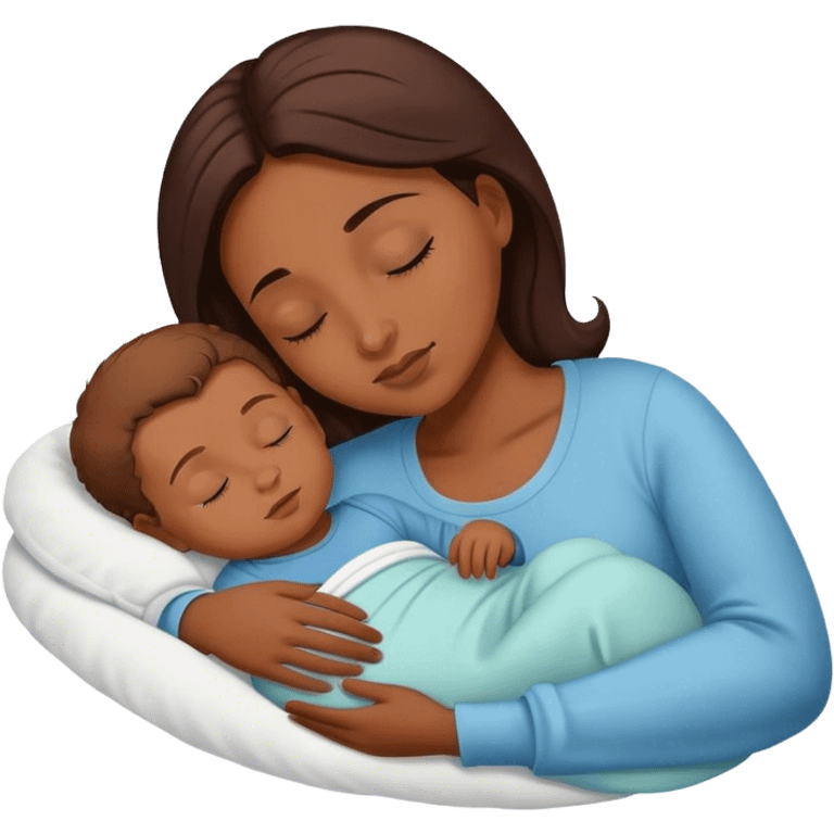 Mother and baby boy sleeping  emoji