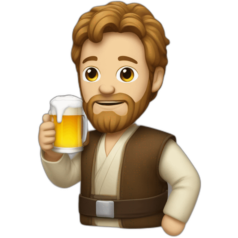 obiwan holding a beer and a computer emoji