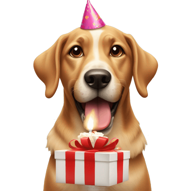 dog having birthday present  emoji