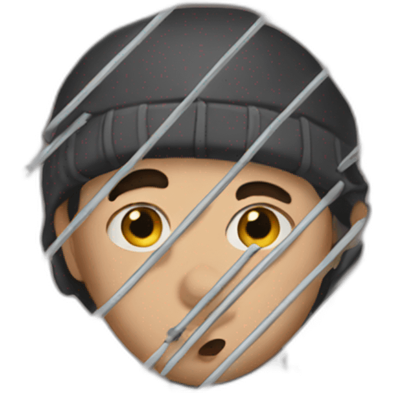 person that looks like a robber behind bars emoji