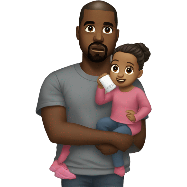 Kanye West holding daughter rapping emoji