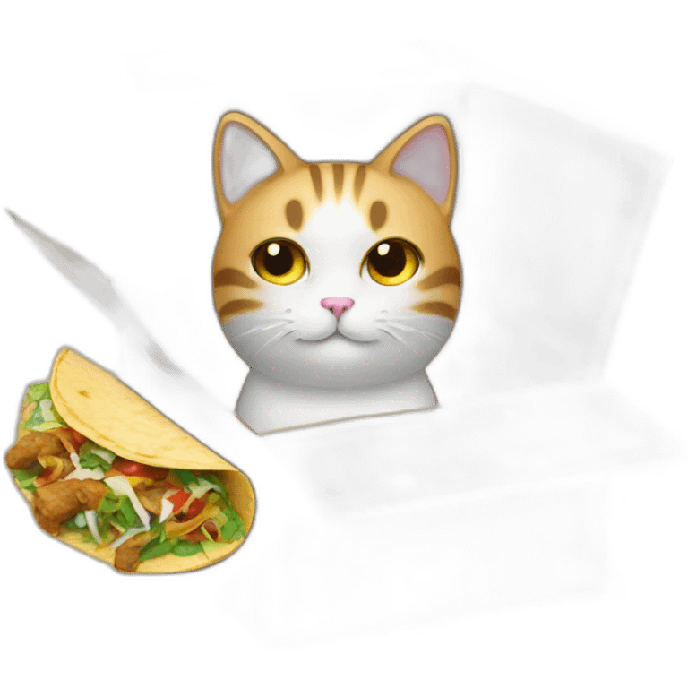 Cat and tacos inside a box emoji