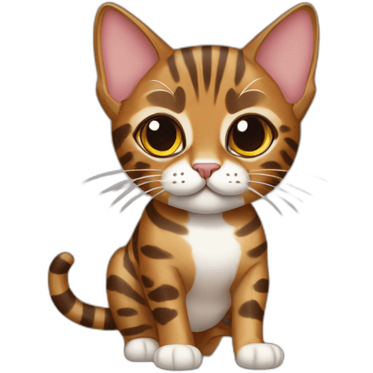 Brown spottet Bengal cat with a toy emoji