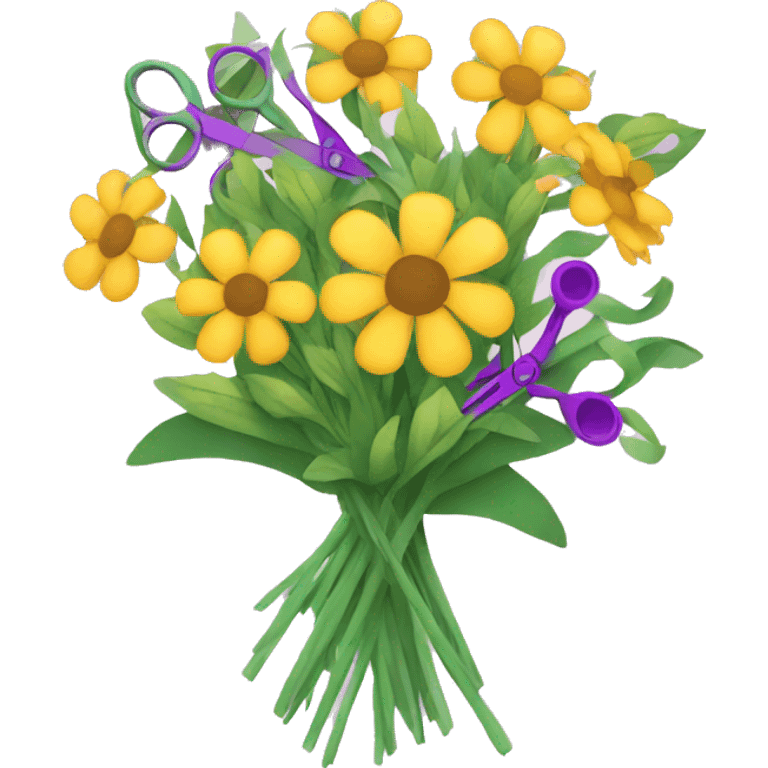 A flower bouquet of multiple scissors emoji