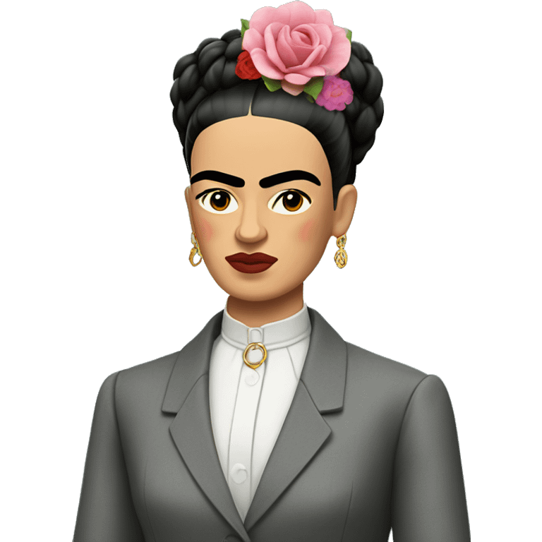 Frida kahlo gray suit slicked back hair emoji