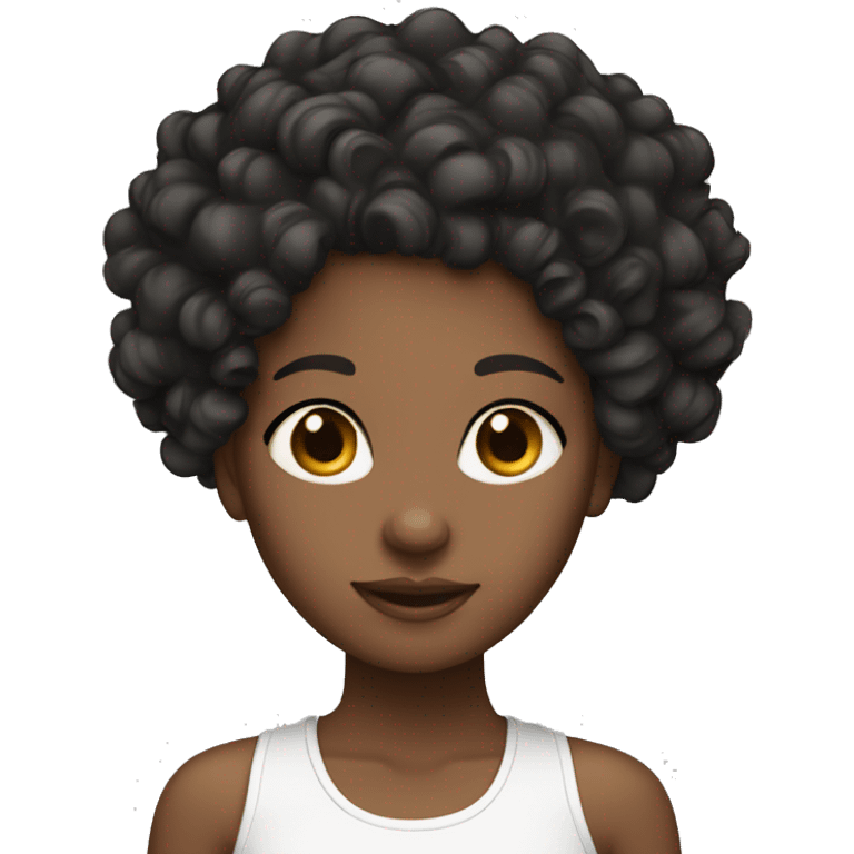 Girl whit curly hair black and skin white  emoji