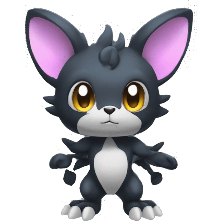 Cute cool fantasy dark-themed animal hybrid Fakemon full body emoji