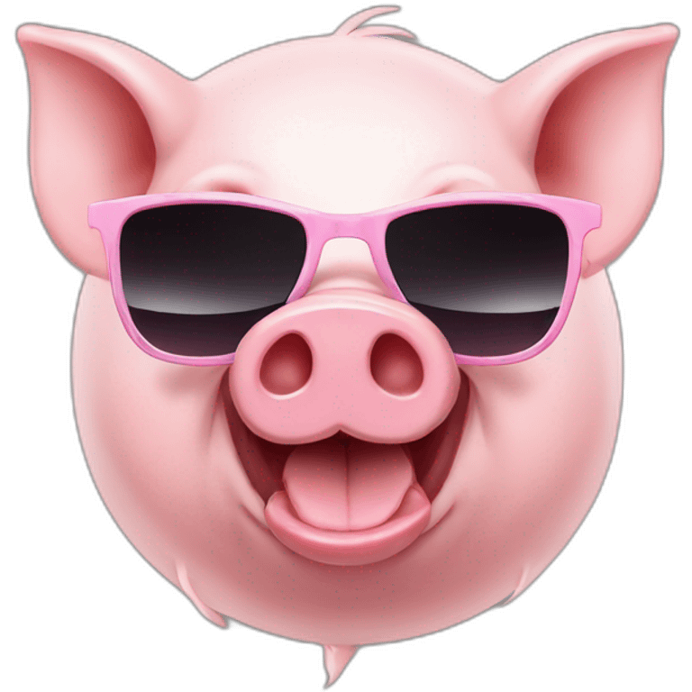 the pig in sunglasses first chews, then laughs emoji