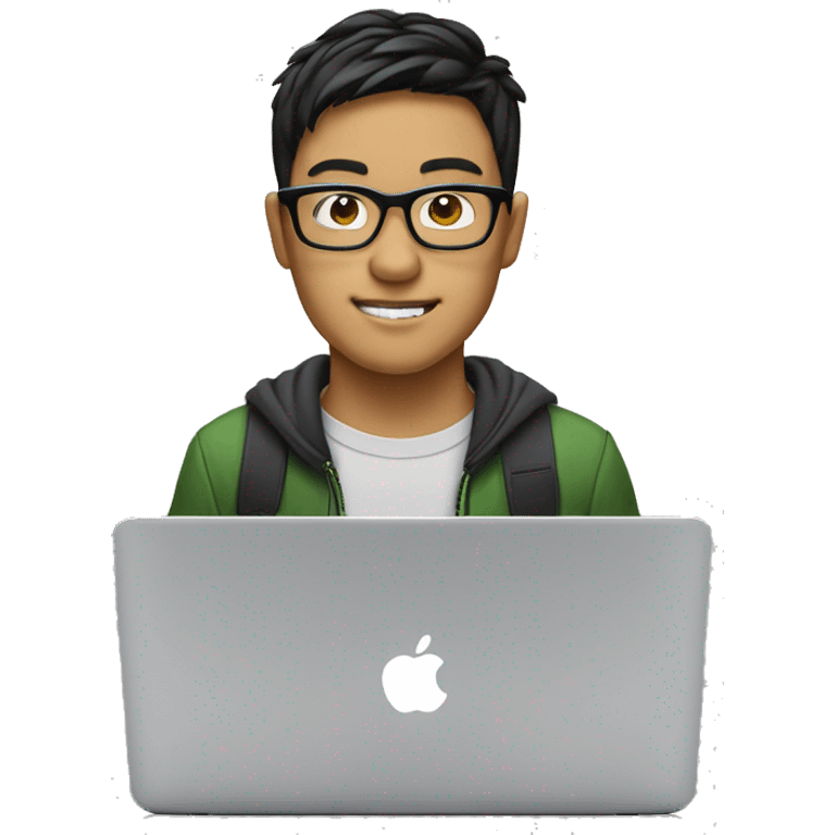 eric nguyen coding with glasses on a macbook emoji