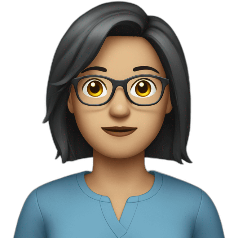 office employee dark short hair glasses blue shirt emoji