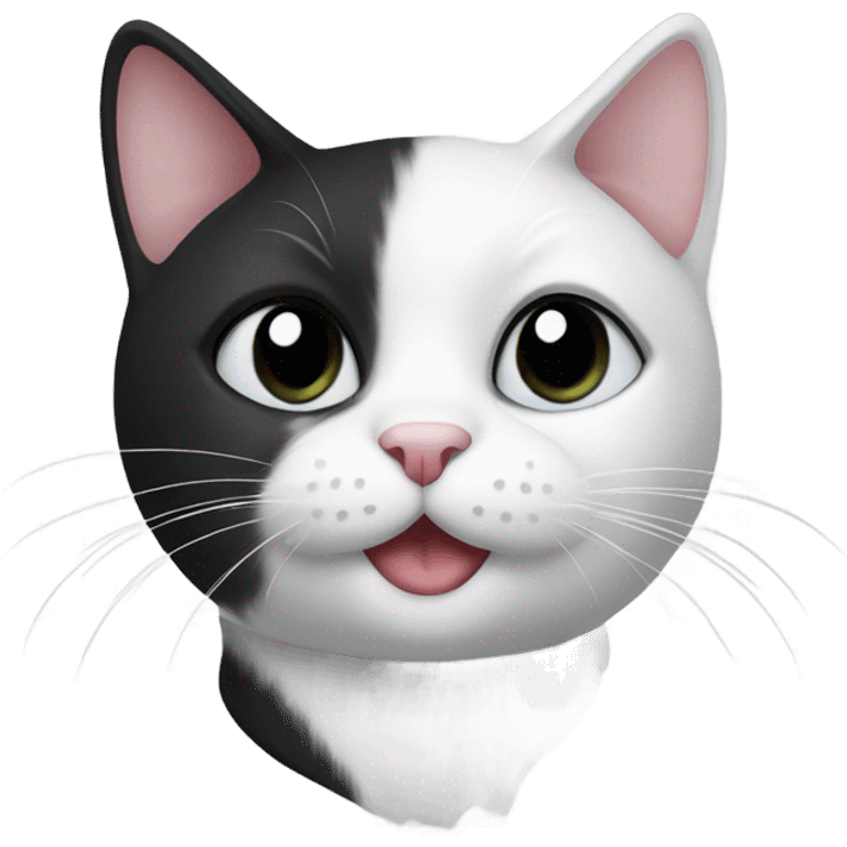 black and white cat with black moustache emoji