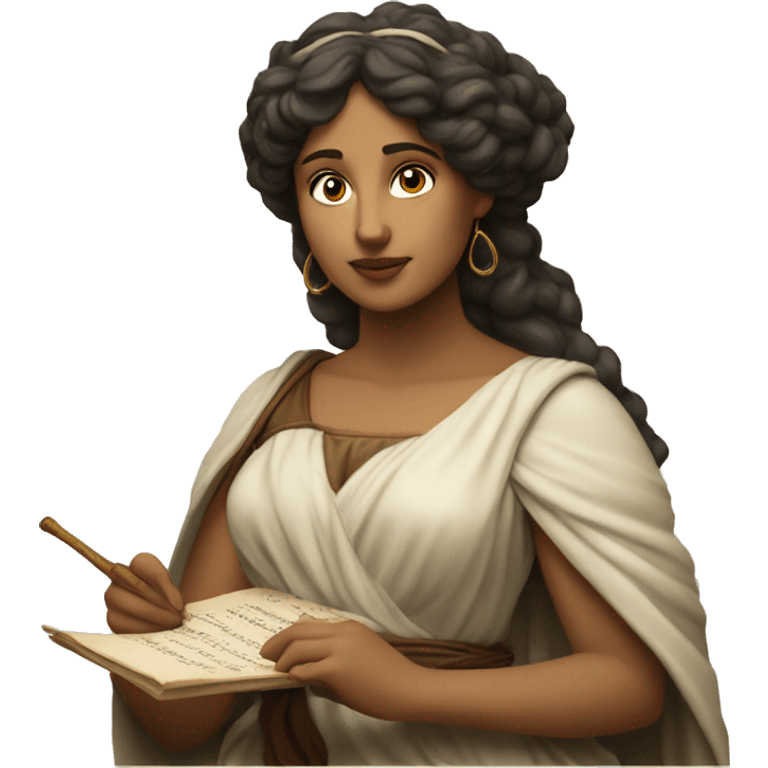 Sappho Sappho holds a scroll in her hand emoji