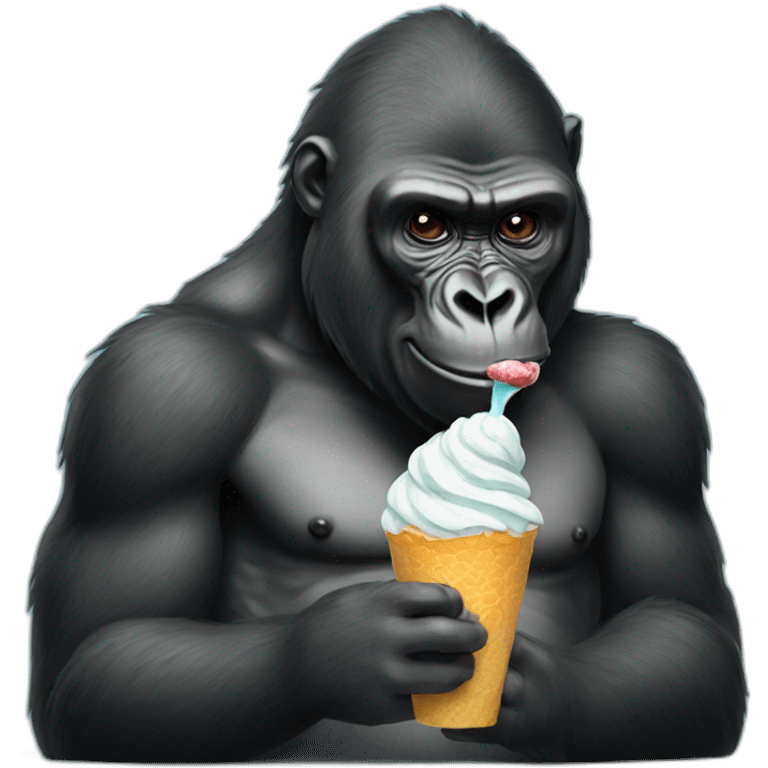 Koko gorilla eating icecrea emoji