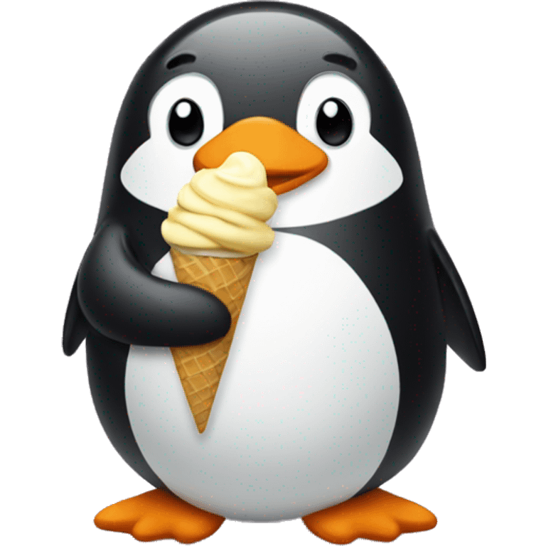 Penguin eating ice cream emoji