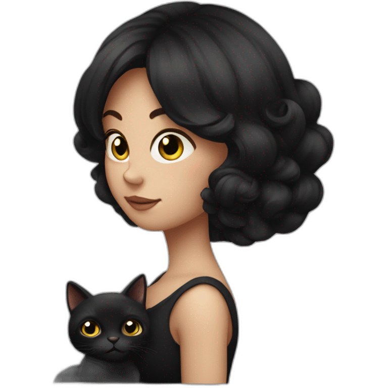 White dark haired pregnant women with Black cat emoji