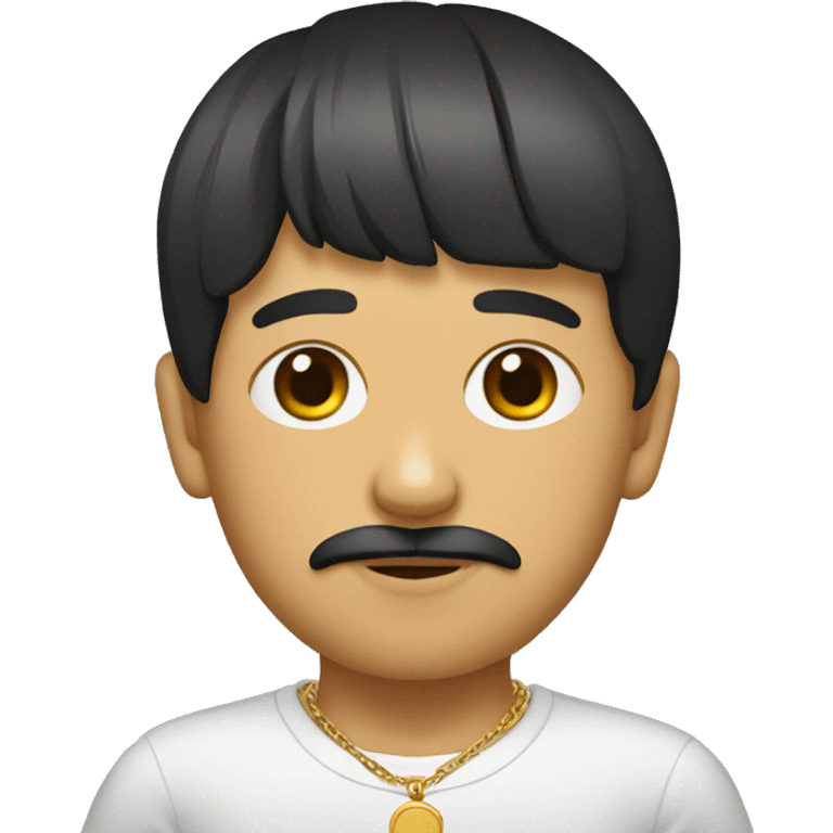 mexican edgar with a bowl cut and a gold chain with a mustache  emoji