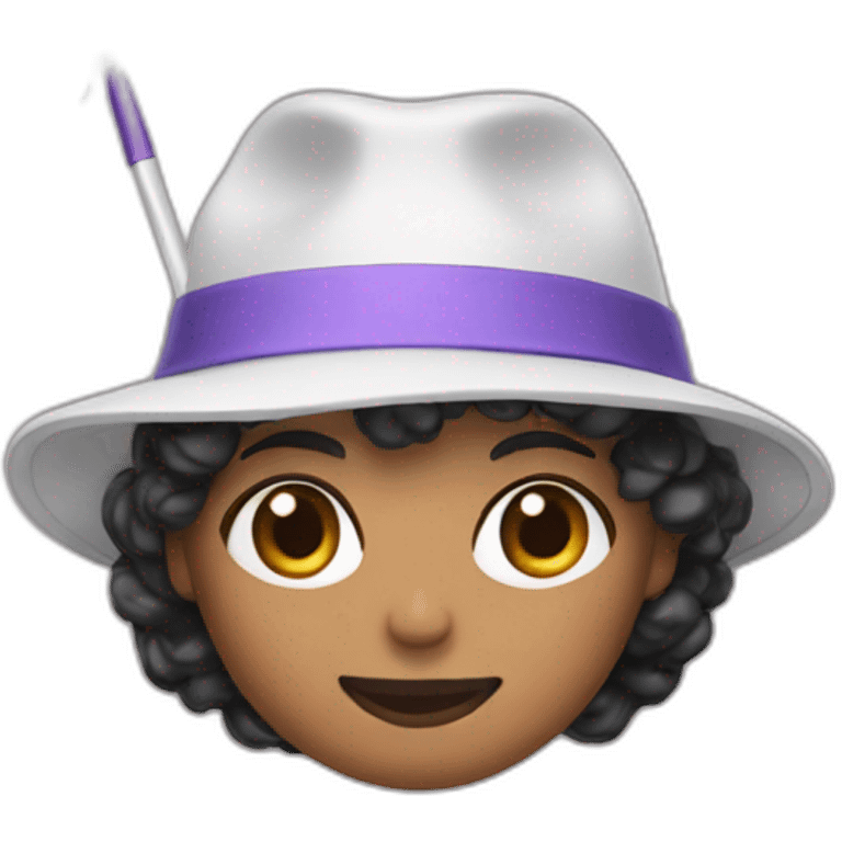 short hair person with hat and airpods holding a magic wand emoji