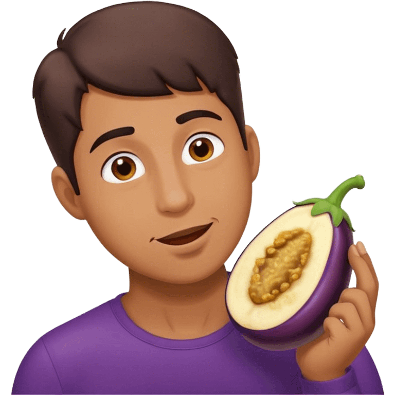 Man eating eggplant emoji