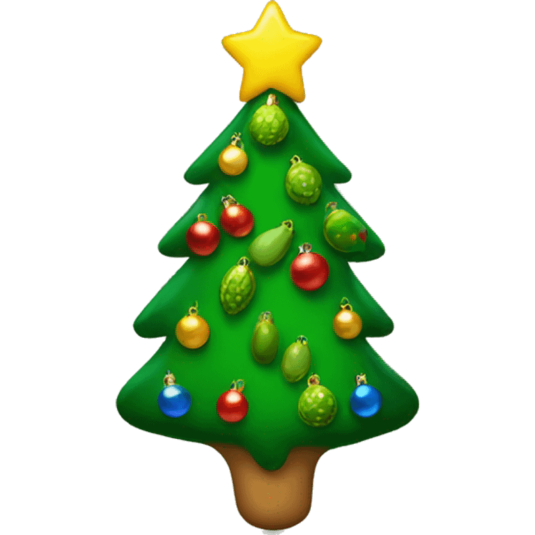 a Christmas tree with pickle ornaments  emoji