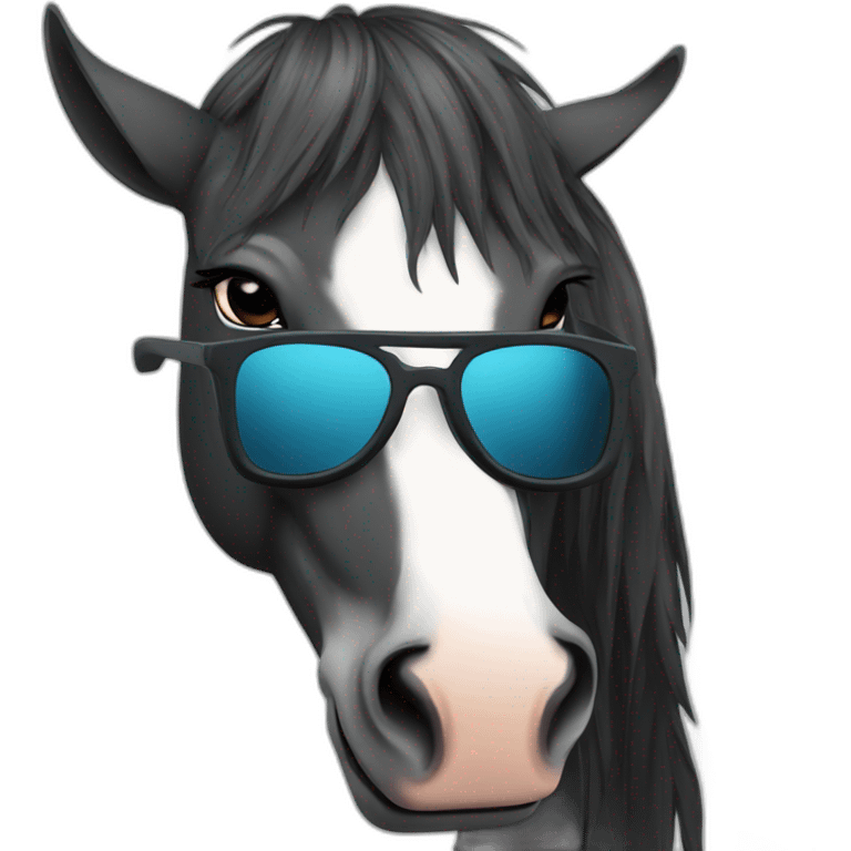 A horse with sunglasses emoji