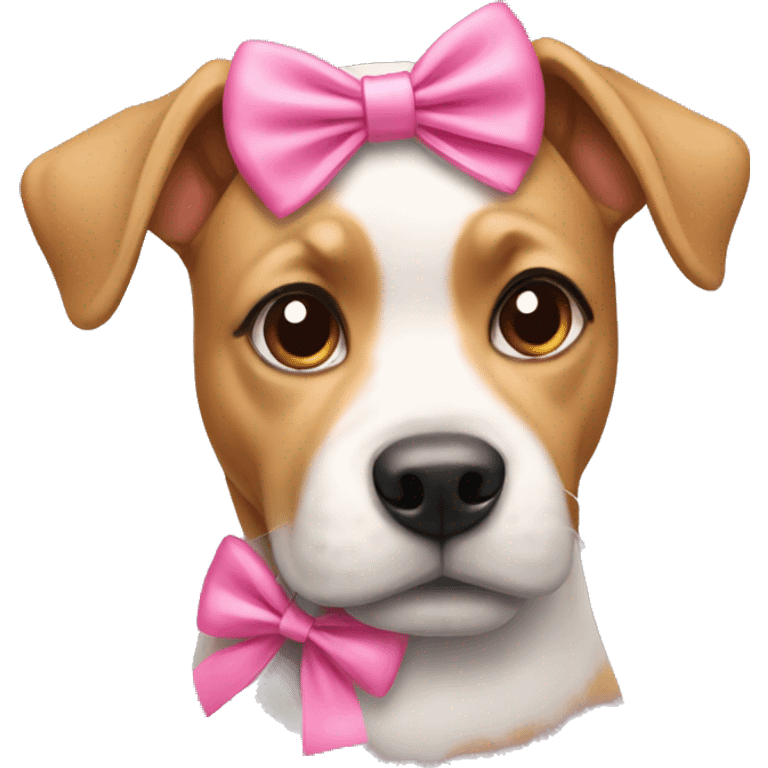 Dog wearing pink bow emoji