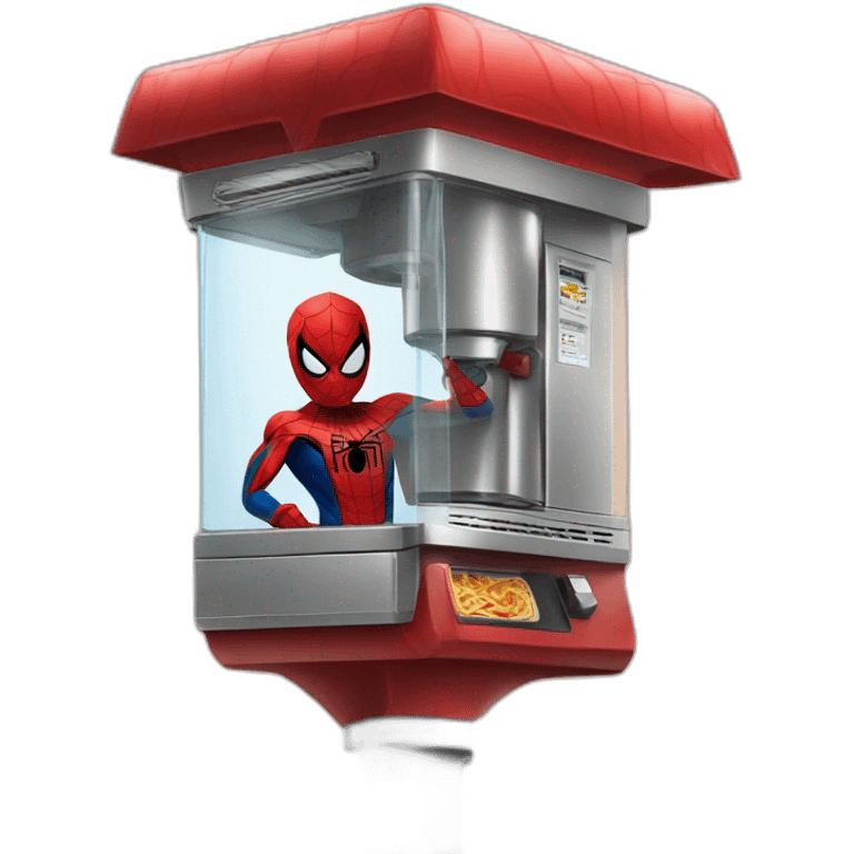 Spider-Man on a pole holding a shawarma machine with his webs  emoji