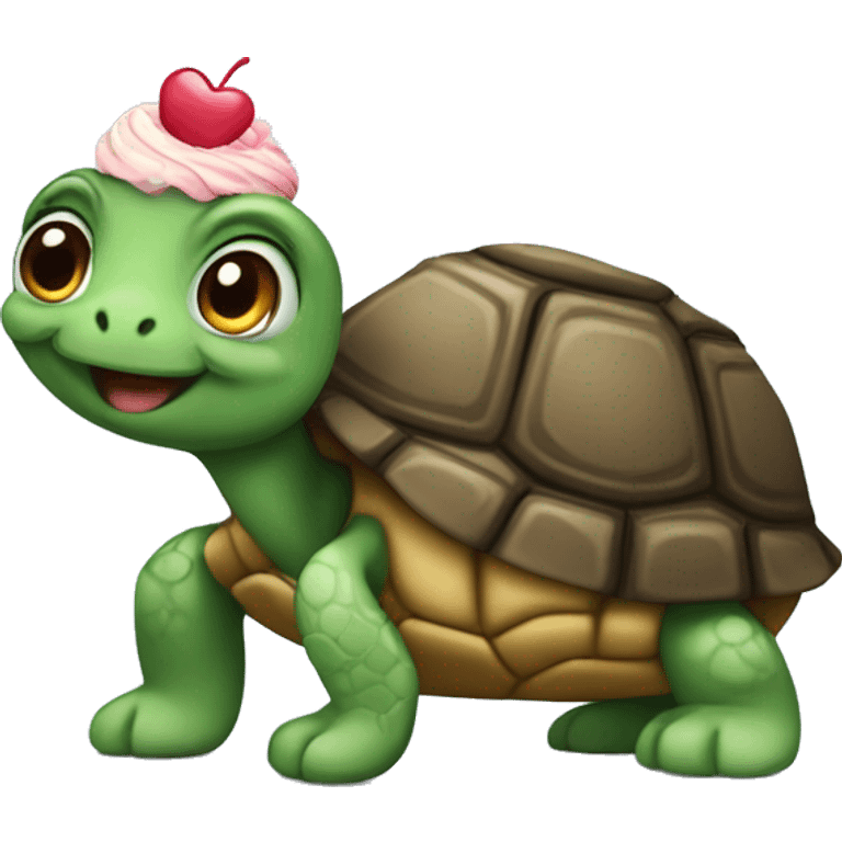 Turtle with cupcake as she’ll emoji