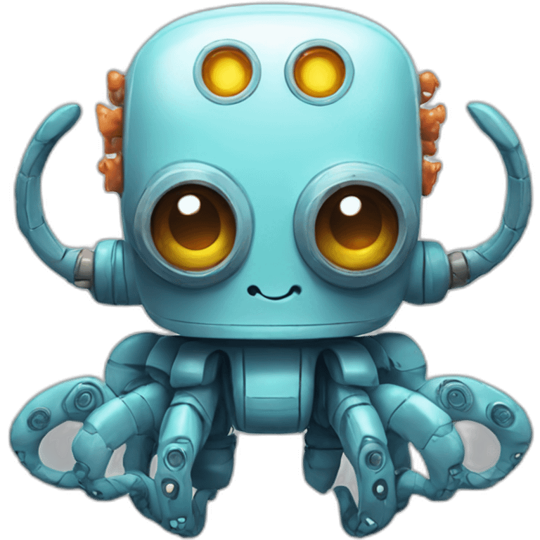 cute robot with octopus horns emoji