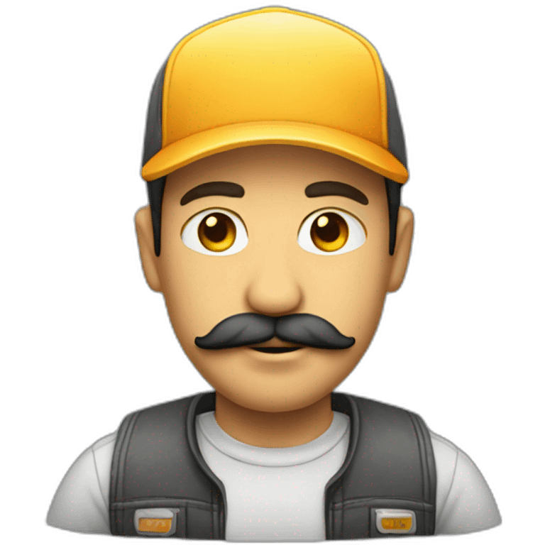 a guy with a moustach and a trucker cap emoji