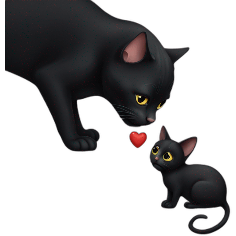 a black cat kisses a mouse emoji