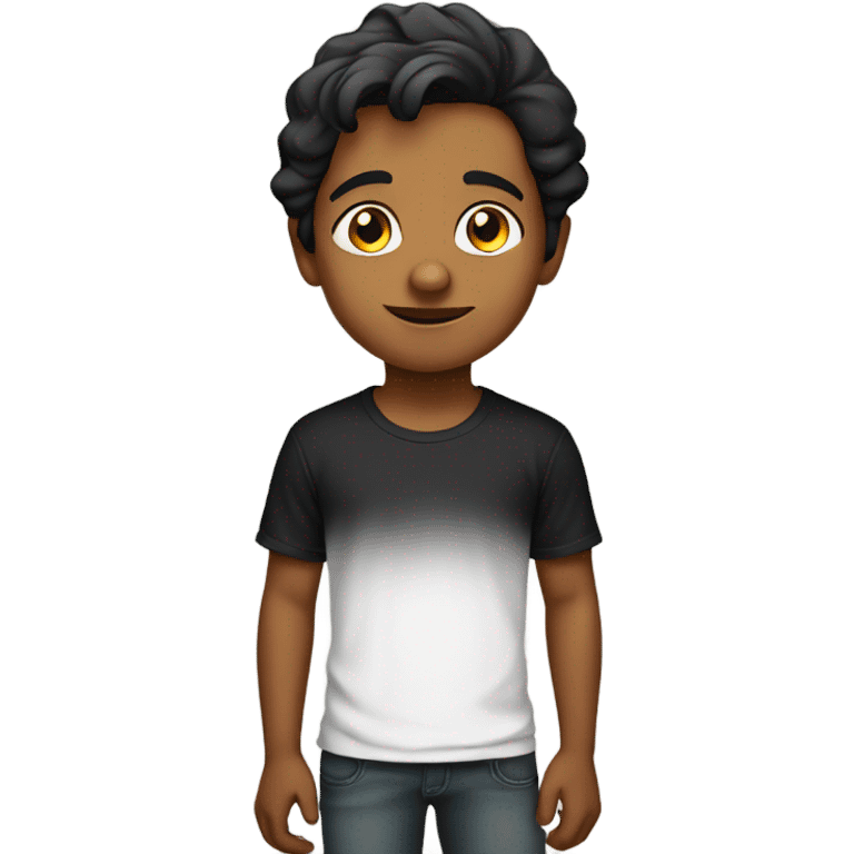 Indian boy in black t shirt with spectacular  emoji