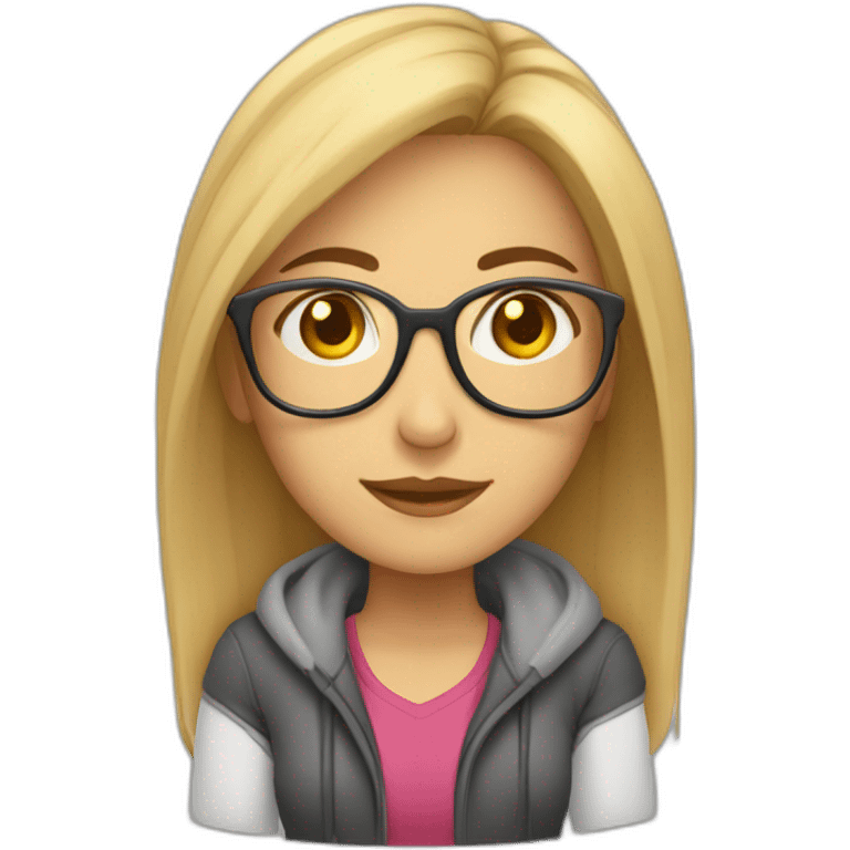 Mujer estudiante mediana edad rubia y con gafas emoji