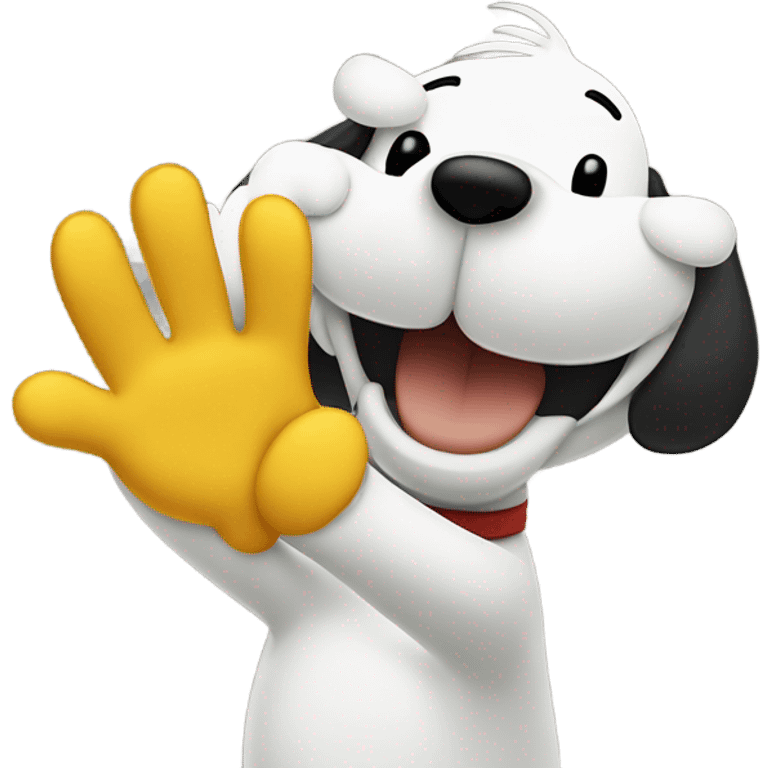 Snoopy dog high fiving Woodstock  emoji