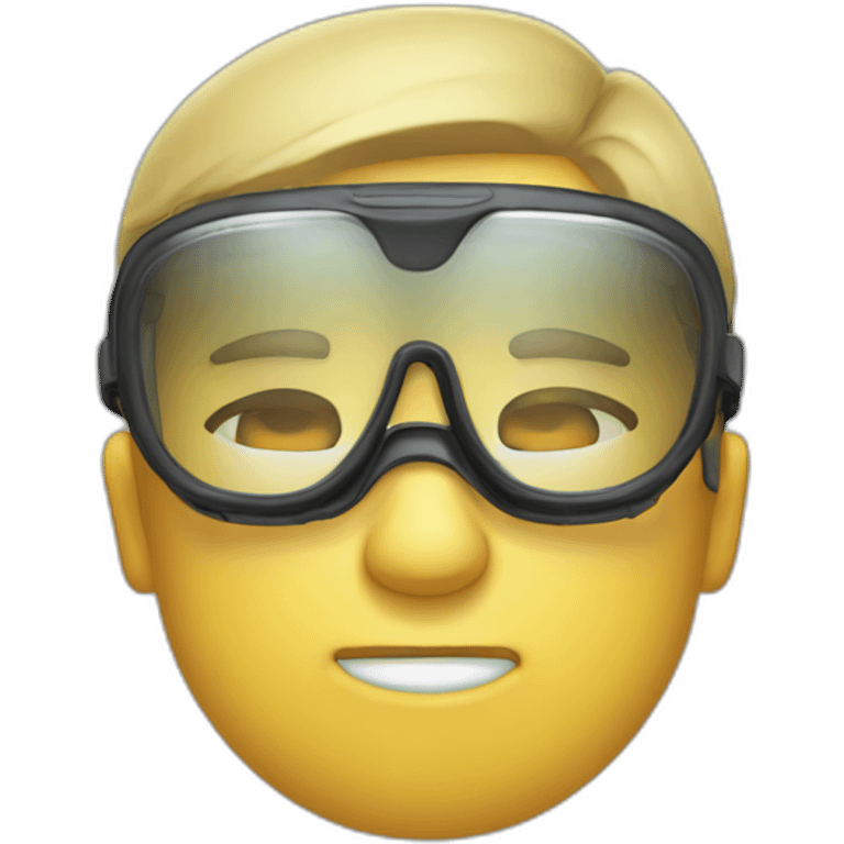 guy with goggles tired after long day emoji