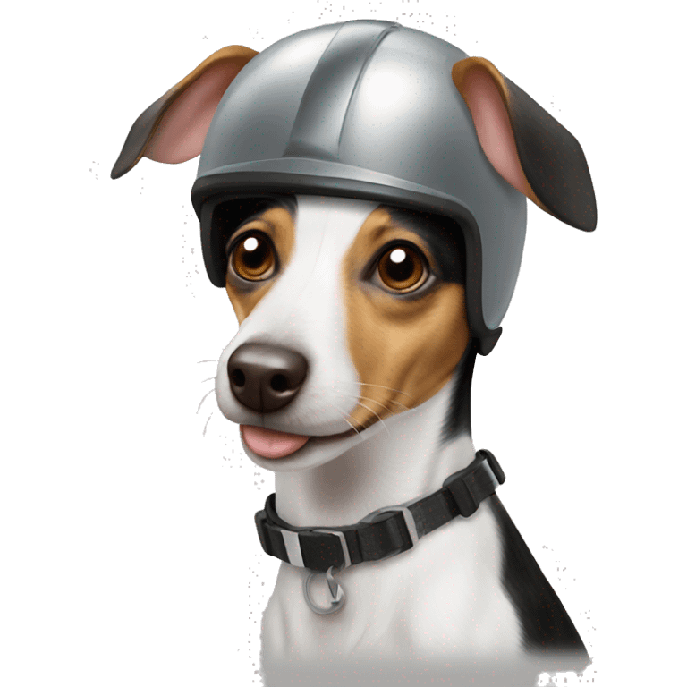 Rat terrier with helmet  emoji