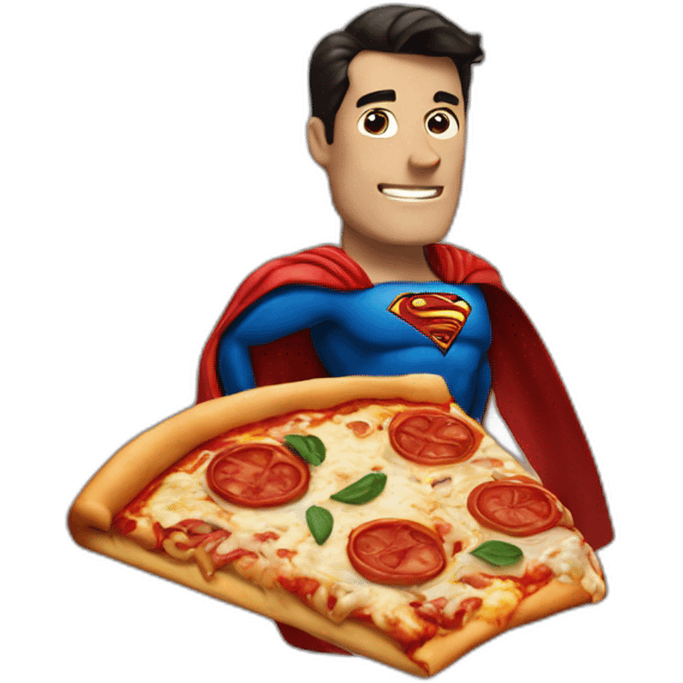 Superman con una pizza emoji