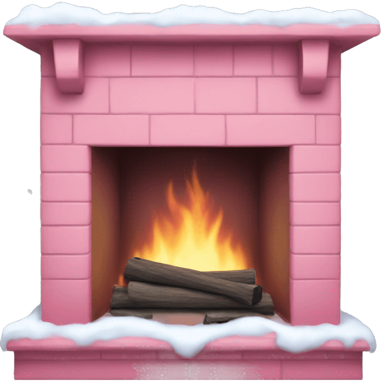 Winter Pink FirePlace, with snow on it emoji